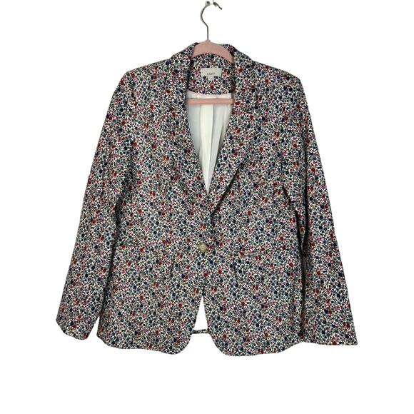 Loft Floral Single Button Tailored Layer Notched Lapel Long Sleeves Blazer 6
